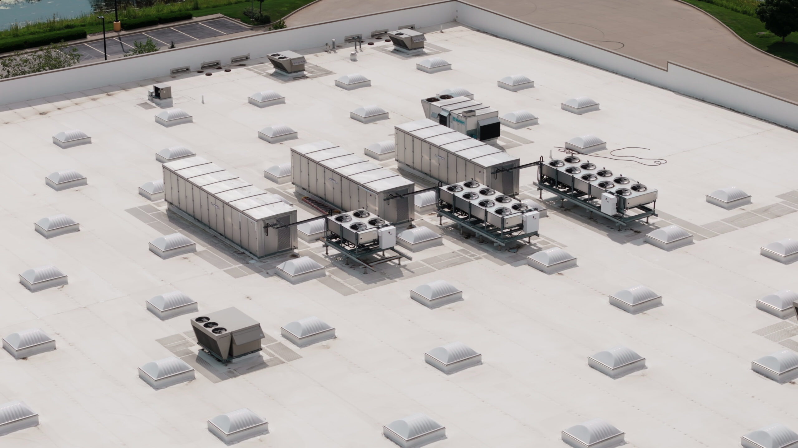 Still Image of Big Industrial Hvac Air Conditioner System On The Roof Wide Shot